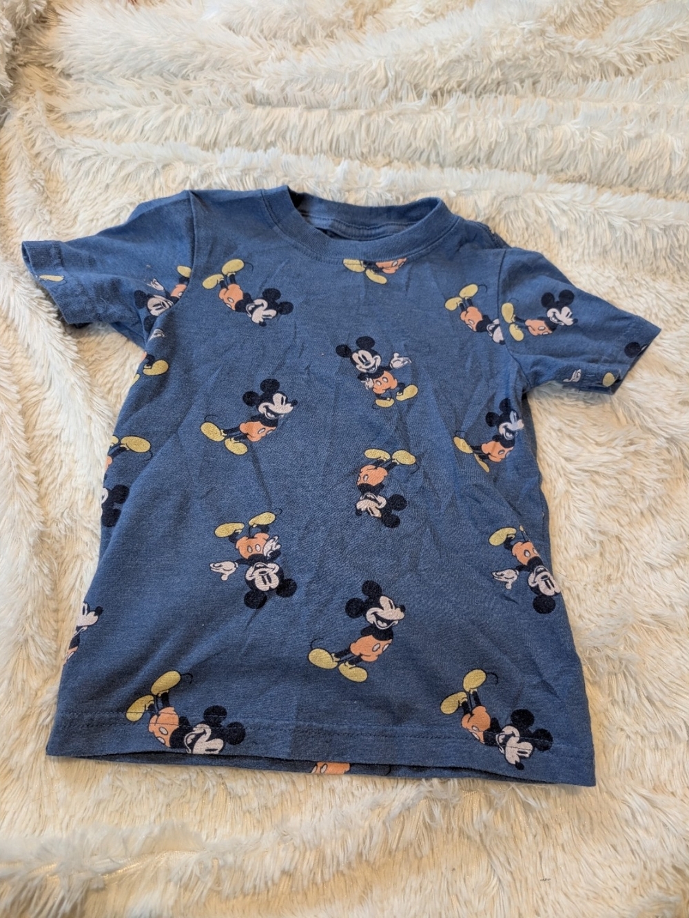 Disney Mickey Mouse Print Blue Graphic Tshirt Short Sleeve Toddler Size 2T